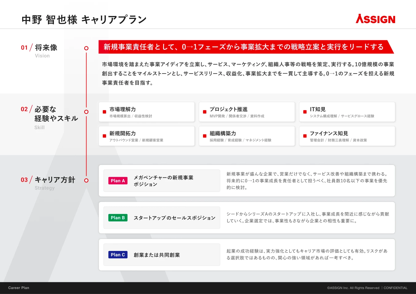 キャリアプラン資料の例