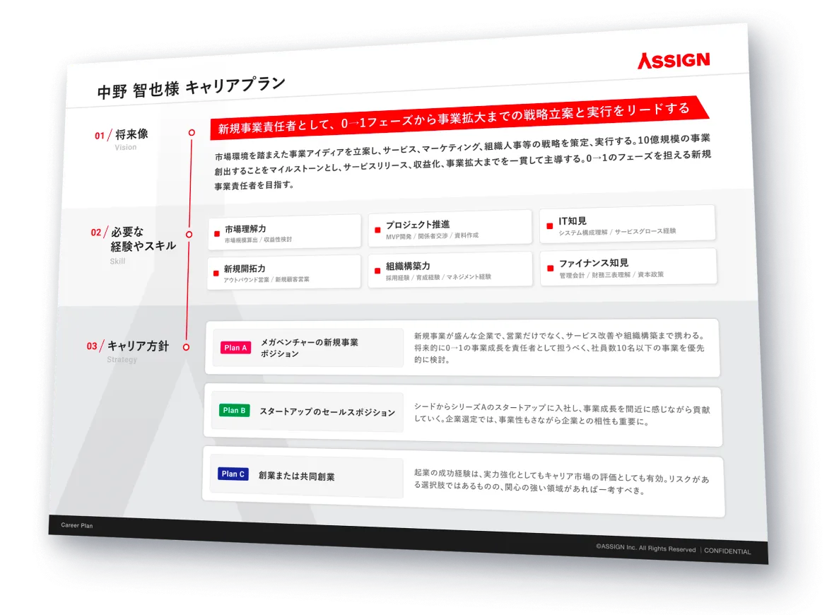 キャリアプラン資料の例